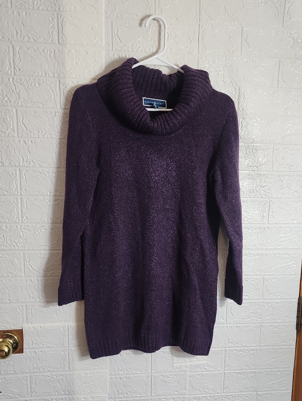 Karen Scott Purple Cowl Neck Sweater Tunic